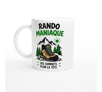 PassionCadeau Mug Randonnée Rando Maniaque des Sommets Plein la Tête | Mug Rigolo Randonneur - Idée Cadeau Originale