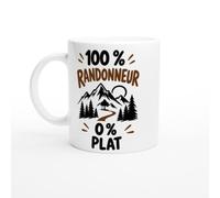 PassionCadeau Mug Randonneur 100% Randonneur 0% Plat | Tasse Fun Randonneur - Idée Cadeau Originale