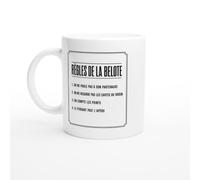 PassionCadeau Mug Règles de la Belote On Ne Parle Pas à Son Partenaire | Mug Fun Joueur de Belote - Idée Cadeau Originale