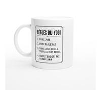 PassionCadeau Mug Règles du Yogi on Respire on Ne Parle Pas | Mug Humour Yogi - Idée Cadeau Originale