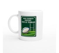 PassionCadeau Mug Rugby Plaque Verte Mon Endroit Préféré : Sur Le Terrain | Mug Drôle Rugbyman - Idée Cadeau Originale