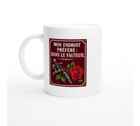 PassionCadeau Mug Tatouage Mon Endroit Préféré : Dans Le Fauteuil | Mug Fun Tatoueur - Idée Cadeau Originale