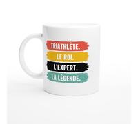 PassionCadeau Mug Triathlon - Triathlète Le Roi L'Expert La Légende - Mug humour - tasse anniversaire - idée cadeau homme - tasse fun original