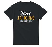 PassionCadeau T Shirt Anniversaire 80 Ans - Bref J'Ai 80 Ans - T-Shirt Humour