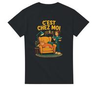 PassionCadeau T Shirt Chat C'est chez Moi | T shirt Drôle Amoureux des Chats - Idée Cadeau Originale