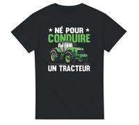 PassionCadeau T-Shirt Né pour Conduire Un Tracteur - Cadeau Agriculteur - T-Shirt Tracteur