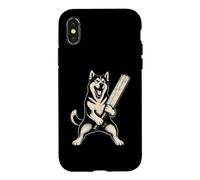 Passionné de Chiens Vintage Husky Cricket Sports Coque pour iPhone X/XS