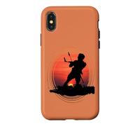 Passionné de Kitesurf équitation Une Silhouette de Vague et Coucher de Soleil Coque pour iPhone X/XS