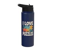 Passionné de pièces de puzzle I Love Puzzles Stainless Steel Insulated Water Bottle