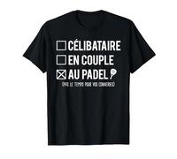Passionné Padel Célibataire en Couple Padel Humour T-Shirt, Homme, Noir, 3XL