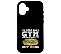 Passionnée de hot dogs My Head Says Gym Hot Dogs Coque pour iPhone 16