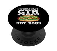 Passionnée de hot dogs My Head Says Gym Hot Dogs PopSockets PopGrip Adhésif