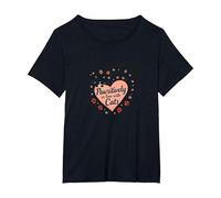 Passionnée par Les Animaux de Compagnie Cats Heart Design T-Shirt, Femme Grandes Tailles, Noir, 1X