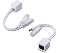 Passive PoE Adapter-Set of Power Over Ethernet Cable PoE Injector and PoE Splitter with RJ45 Plug for Network Camera Phone