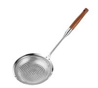 Passoire à araignée cuillère écumoire en acier inoxydable avec long manche en bois de poirier ustensile de cuisine multi-usages pour la cuisson l'égouttage et la friture