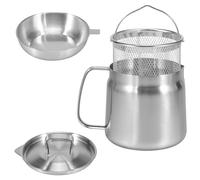 Passoire à bacon en acier inoxydable avec filtre en maille et panier, réservoir de filtre à huile de friture, récipient anti-poussière pour stocker l'huile de friture et la graisse de cuisson (1,5 l)