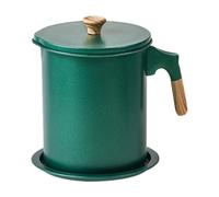 Passoire à graisse - Filtre à d'acier de 1,2 l, récipient séparateur de graisse, récipient d'huile de cuisine avec poignée de couvercle, dessous de verre antidérapant, rangement bec verseur