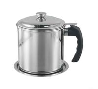 Passoire à huile en acier inoxydable de 3 L avec couvercle pour une filtration et une hygiène faciles (argenté)