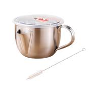 Passoire à liquide multifonction en acier pour huile de cuisine et sauce, bol séparateur avec poignée ergonomique et couvercle passoire à huile