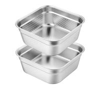 Passoire à Mailles Fines 23cm en Acier Inoxydable avec Bassin | Égouttage de L’eau, Mélange Rapide, Nettoyage Fruits et Légumes, Format Argenté, Usage la Cuisine
