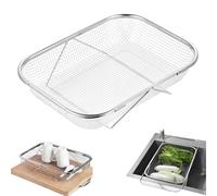 Passoire à mailles fines en acier inoxydable, panier d'évier télescopique, égouttoir rétractable en acier inoxydable, pour laver les légumes, filtre à eau
