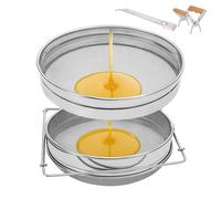 Passoire à miel double en acier inoxydable pour seau de 18 litres, extracteur de miel pour miel propre avec bras extensibles jusqu'à 41,9 cm, équipement d'apiculture, filtre à débris de miel