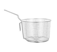 Passoire à Nouilles en Acier Inoxydable Poignée Longue et Crochet | Panier Profond à Maille Fine, Manche Anti-brûlure, Finition Argentée, pour Pâtes, Frites, Légumes Feuillus, la Cuisine