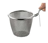 Passoire à pâtes en acier inoxydable avec poignée, passoire en métal pour égoutter les nouilles, panier à pâtes avec crochet, alimentaire en maille pour la cuisine