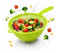 Passoire à pâtes en plastique avec poignée - Passoire de cuisine - Passoire à main en plastique - Passoire à main - Passoire à pâtes - Passoire à pâtes - Passoire pointue empilable - 35 cm - Vert