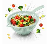 Passoire à pâtes en plastique avec poignée - Passoire de cuisine - Passoire à main en plastique - Passoire à main - Passoire à pâtes - Passoire à pâtes - Passoire pointue empilable - 35 cm - Menthe