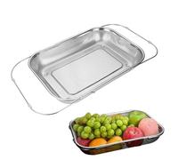 Passoire à poser au-dessus de l'évier | Panier extensible en acier inoxydable - Panier égouttoir en maille fine pour pâtes, riz, grains, aliments, baies, fruits, légumes, cuisine, lavage de cuisine