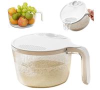 Passoire à riz, bol de passoire en plastique sûr avec couvercle de vidange, rinceuse 7, 1 x 3, 4 avec poignée pour légumes, fruits, grains, haricots, petite, rinceuse