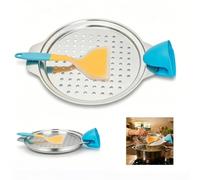 Passoire à spätzle avec grattoir et gants de four, râpe à spätzle ronde en acier inoxydable, fabrication facile et rapide de spätzle, spaetzle appareil pour casseroles de 24 à 27 cm (argent 1)