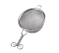 Passoire à thé en acier, écumoire avec poignée courte, petit tamis à main, mini tamis à farine, infuseur à thé en maille (poignée courte argentée)