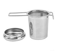 Passoire à thé en acier inoxydable 304 avec couvercle et deux poignées conçues pour une compatibilité avec les tasses et théières standard