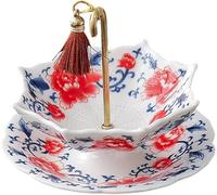 Passoire À Thé En Céramique En Forme De Parapluie, Infuseur À Thé Parapluie, Filtre À Feuilles Mobiles En Porcelaine Bleue Et Blanche Chinoise Avec Conception Rotative(Red)