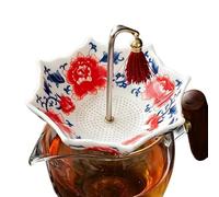 Passoire À Thé En Céramique | Pivoine Rotative Bleue Et Blanche De Style Chinois, Outil De Brassage Polyvalent, Infuseur À Thé, Passoire En Céramique, Pour Préparation Du Café, Cuisine, Bureau, Dîners