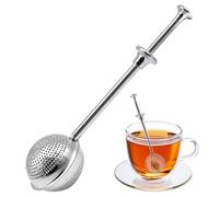 Passoire à Thé Inox 304 avec Poignée Longue, Infuseur Thé Push-Up Universel Filtre à Thé Fine Maille pour Tasse, Mug et Théière, Accessoire Thé Réutilisable