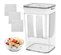 Passoire à Yaourt Grec 1100 ml avec Couvercle, Yaourtière avec Filet Fin, Filtre à Lactosérum Réutilisable en Maille Fine Acier Inoxydable pour Yaourtière, Lait de Soja, Lait de Noix et Jus