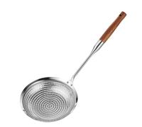 Passoire araignée, cuillère écumoire en acier inoxydable avec manche long en bois de poire, ustensile de cuisine multi-usage pour la cuisine, l'égouttage, la friture, cuillère passoire