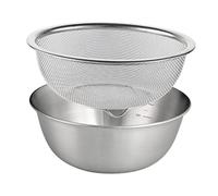 Passoire avec Bol Inox,Set Passoire de Cuisine avec Bols à Mélanger Saladier,2 en 1 Panier de Vidange en Mailles Fines,Tamis de Cuisine Filtre pour Égoutter Légumes Fruits Riz Pâtes Salades,18CM