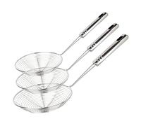 passoire avec poignée, araignée en acier inoxydable Couche de cuisine Skimmer Skimmer pour la friture fil solide asiatique avec poignée pour pâtes et nouilles (ensemble de 3, dia.33 '' '/ 5.12' '/ 5.