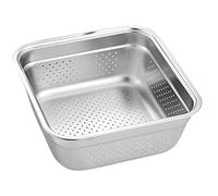 Passoire carrée perforée en maille d'acier inoxydable pour laver le riz, les légumes et la vaisselle, panier égouttoir ultra large pour laver et égoutter, passe au lave-vaisselle (1 pièce)