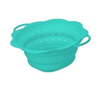 Passoire compacte pliable en silicone avec poignées latérales pour plus de stabilité lors de l'inclinaison lors du drainage des pâtes chaudes ou des baies lavées à froid (vert)