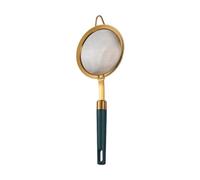 Passoire Cuisine Passoire à écumoire en acier inoxydable 304 avec poignée dorée verte et fine, ustensile de cuisine(18cm)