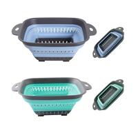 Passoire Cuisine Pliable,2 Passoires Télescopiques,Passoires Pliable en Silicones Blanc et Vert,Passoire Cuisine Silicones