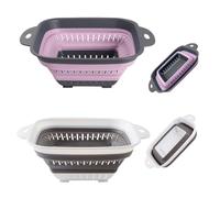 Passoire Cuisine Pliable,2 Passoires Télescopiques,Passoires Pliable en Silicones Rose et Bleu,Passoire Cuisine Silicones