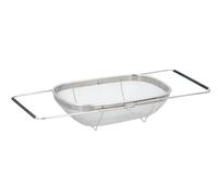 Passoire extensible en acier inoxydable pour évier avec poignées 33 x 23,5 x 10 cm - Passoire d'évier de cuisine - Passoire à pâtes, Argenté