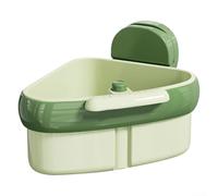 Passoire d'angle avec ventouse - Panier de vidange triangulaire pour éviers de cuisine, étagère d'angle peu encombrante pour récupérateur de déchets alimentaires, éponge à récurer (vert)
