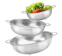 Passoire de Cuisine, 3pcs Egouttoir Pates en Acier Inoxydable avec Poignée, Tamis de Cuisine micro-perforées pour Pâtes Légumes Fruits Riz, Passe au Lave-vaisselle, 16/22/28 cm